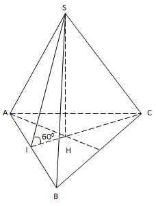 Đề: Cho hình chóp tam giác đều S.ABC có cạnh đáy bằng a, góc giữa cạnh bên và mặt đáy bằng 600. Khi đó, khoảng cách từ S đến mặt đáy (ABC) bằng 1