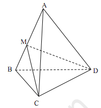 Đề: Cho khối tứ diện ABCD, lấy điểm M trên cạnh AB sao cho 3AM=4MB. Tính tỉ số (frac{{{V_{AMCD}}}}{{{V_{BMCD}}}}.) 1