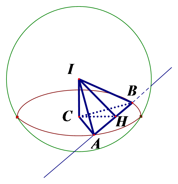 Đề: Trong không gian với hệ tọa độ Oxyz, cho điểm I(1;3;-2) và đường thẳng (Delta :frac{{x - 4}}{1} = frac{{y - 4}}{2} = frac{{z + 3}}{{ - 1}}). Viết phương trình mặt cầu (S) có tâm là điểm I và cắt  tại hai điểm phân biệt A, B sao cho đoạn thẳng AB có độ dài bằng 4. 1