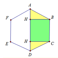 Đề: Cho lục giá đều ABCDEF có cạnh bằng 4. Cho lục giác đều đó quanh quay đường thẳng AD. Tính thể tích V của khối tròn xoay được sinh ra. 1
