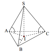 Đề: Hình chóp tam giác đều S.ABC có cạnh đáy bằng a, góc giữa cạnh bên và mặt đáy bằng 450. Diện tích mặt cầu ngoại tiếp hình chóp là: 1