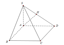 Đề: Cho hình chóp S.ABCD có đáy ABCD là hình vuông cạnh a, SA vuông góc với mặt phẳng (ABCD) và mặt bên (SCD) hợp với đáy một góc ({60^0}). Tính thể tích V của hình chóp S.ABCD và khoảng cách h từ A đến mặt phẳng (SCD). 1