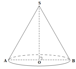 Đề: Một khối nón có bán kính đáy là 9cm và góc giữa đường sinh với mặt đáy là ({30^0}). Tính diện tích thiết diện đi qua hai đường sinh vuông góc với nhau. 1