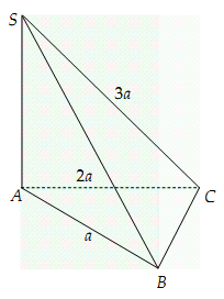 Đề: Cho hình chóp S.ABC có đáy ABC là tam giác vuông tại A,AB=a, AC=2a, SC=3a. SA vuông góc với đáy (ABC). Tính thể tích V của khối chóp S.ABC. 1