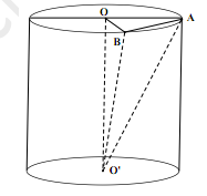 Đề: Cho hình trụ có đáy là hai hình tròn tâm O và O’, bán kính đáy bằng 2. Trên đường tròn đáy tâm O lấy dây cung AB=2. Biết rằng thể tích khối tứ diện OO’AB là 8. Tính thể tích khối trụ. 1
