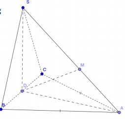 Đề: Cho hình chóp S.ABC có đáy là tam giác ABC vuông cân tại A, BC=2a, tam giác SBC là tam giác đều và nằm trong mặt phẳng vuông góc với mặt đáy. Tính khoảng cách d giữa hai đường thẳng SA và BC. 1