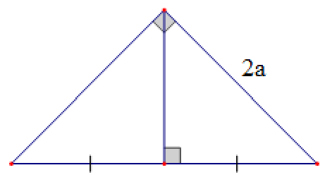 Đề: Một hình nón có độ dài đường sinh bằng 2a và mặt phẳng qua trục cắt hình nón theo thiết diện là tam giác vuông. Tính thể tích V của khối nón. 1