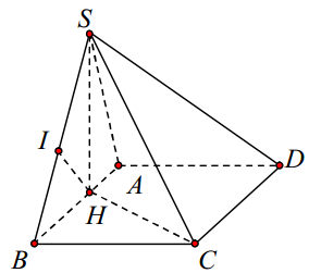 Đề: Cho hình chóp S ABCD. có đáy ABCD là hình vuông cạnh a. Hình chiếu vuông góc của S lên mặt phẳng ABCD là điểm H thuộc cạnh AB sao cho (HB = 2HA.) Cạnh SC tạo với mặt đáy (ABCD) một góc bằng ({60^o}.) Tính khoảng cách d giữa hai đường thẳng AD và SC.  1