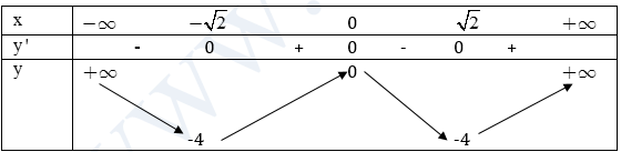 Đề: Tìm tất cả giá trị thực của tham số m để phương trình ({x^4} - 4{x^2} + m = 0) có hai nghiệm phân biệt? 1