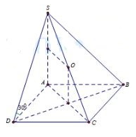 Đề: Cho hình chóp S.ABCD có đáy là hình chữ nhật, (AB = 2a,AD = asqrt 3 ), cạnh bên SA uông góc với mặt phẳng đáy, góc giữa đường thẳng SD và mặt phẳng đáy bằng ({30^0}). Diện tích mặt cầu ngoại tiếp hình chóp là: 1