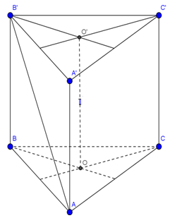 Đề: Cho hình lăng trụ tam giác đều ABC.A’B’C’ có độ dài đáy bằng 3a và chiều cao bằng h. Tính thể tích V của khối trụ ngoại tiếp lăng trụ đã cho. 1