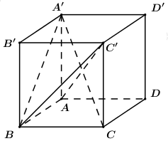 Cho hình lập phương ABCD.A′B′C′D′. Côsin góc giữa hai mặt phẳng (A′BC) và (ABC′) bằng: (ảnh 1)